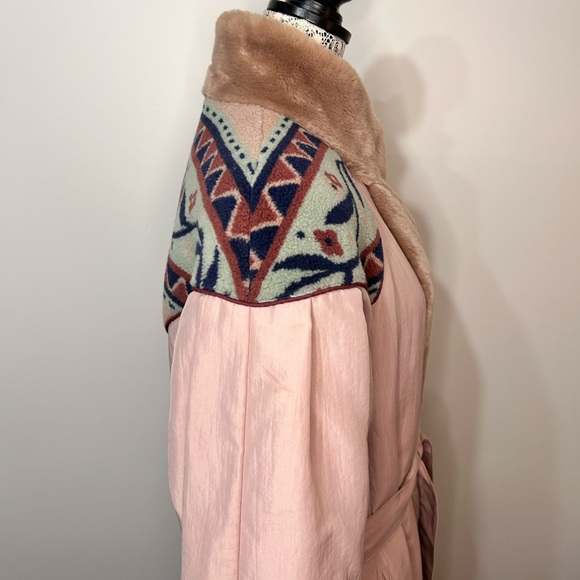 Vintage Luba Paris full length faux fur trim fleece detail lined trench coat - Picture 5 of 16